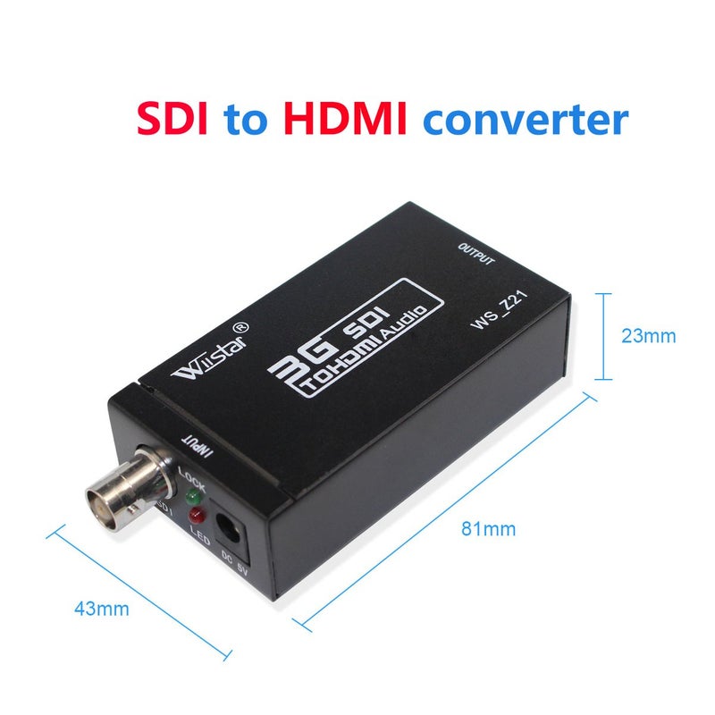 Wiistar SDI to HDMI Converter 3G/HD-SDI to HDMI Audio Video Adapter Full HD 1080P for Camera CCTV Showing on HD Display - Image 3